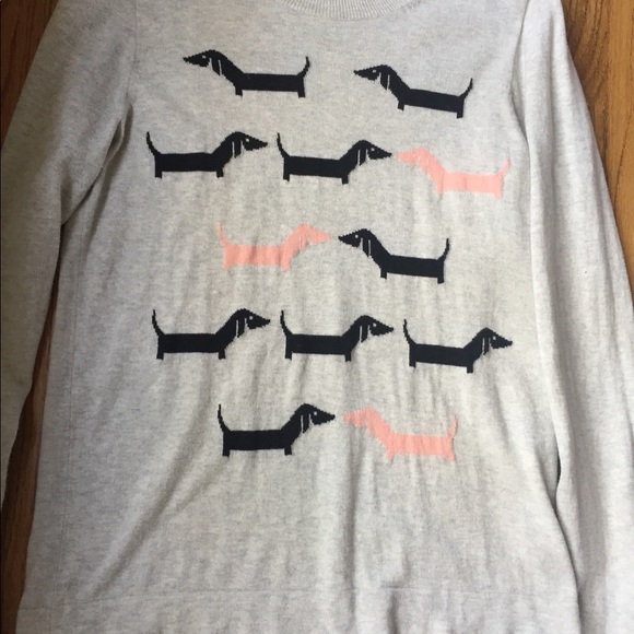 J. Crew Sweaters - J. Crew gray sweater w/ black & pink dachshunds!